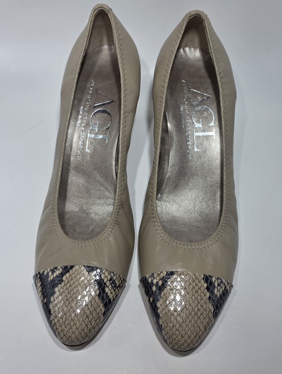 Agl Shoes - AGL Attilio Giusti Leombruni Women's Leather Pumps Snake Cap Toe EU 42 Italy